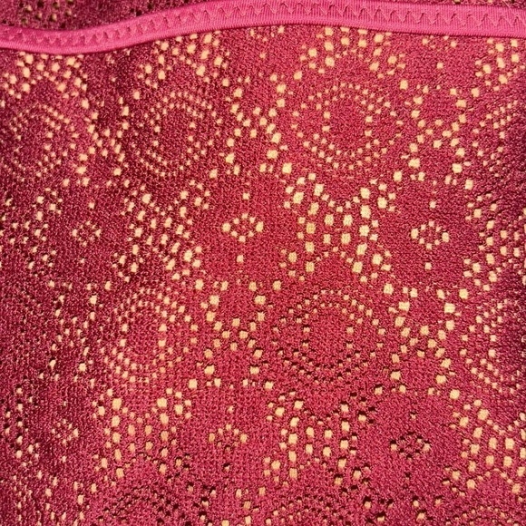 Mossimo Crochet Maroon Sexy One Piece Bathing Suit Size Large - Picture 2 of 9